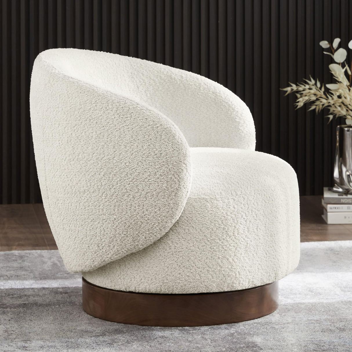 KISLOT Swivel Accent Chair Round Barrel Armchair Upholstered Performance Fabric for Living Room Bedroom Reading Waitingroom,2 PCS,Cream KISLOT