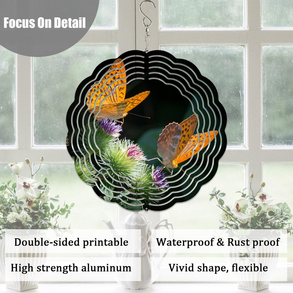 WindMage 8 Pack 8inch Sublimation Wind Spinner Blanks 3D Aluminum Metal Wind Sculpture Kinetic Spinners for Yard and Garden Indoor Art Ornaments Hanging Decoration (Classics) WindMage