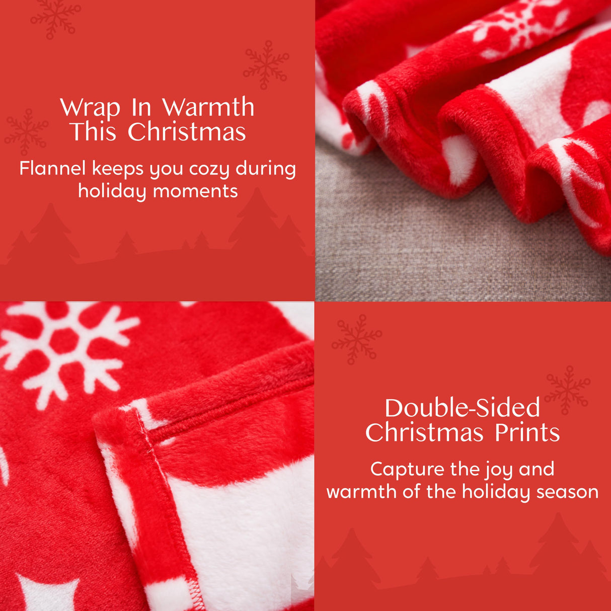 Joiedomi Christmas Throw Blanket - Soft Flannel Christmas Blanket - Warm Plush Holiday Decorative Throw - Winter Cozy Present Throw for Couch - 50” x 60" Red Nordic Joiedomi