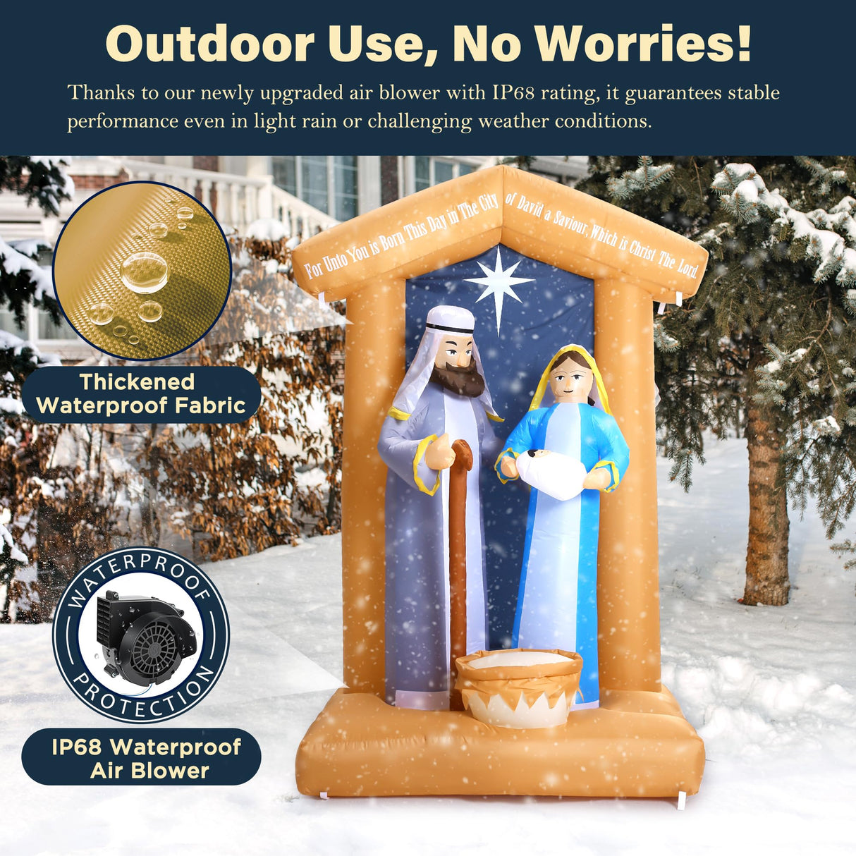 7 FT Christmas Inflatables Nativity Scene Outdoor Decorations, Christmas Blow Up Yard Decorations Nativity Sets for Garden Lawn Xmas Decor ZPISF