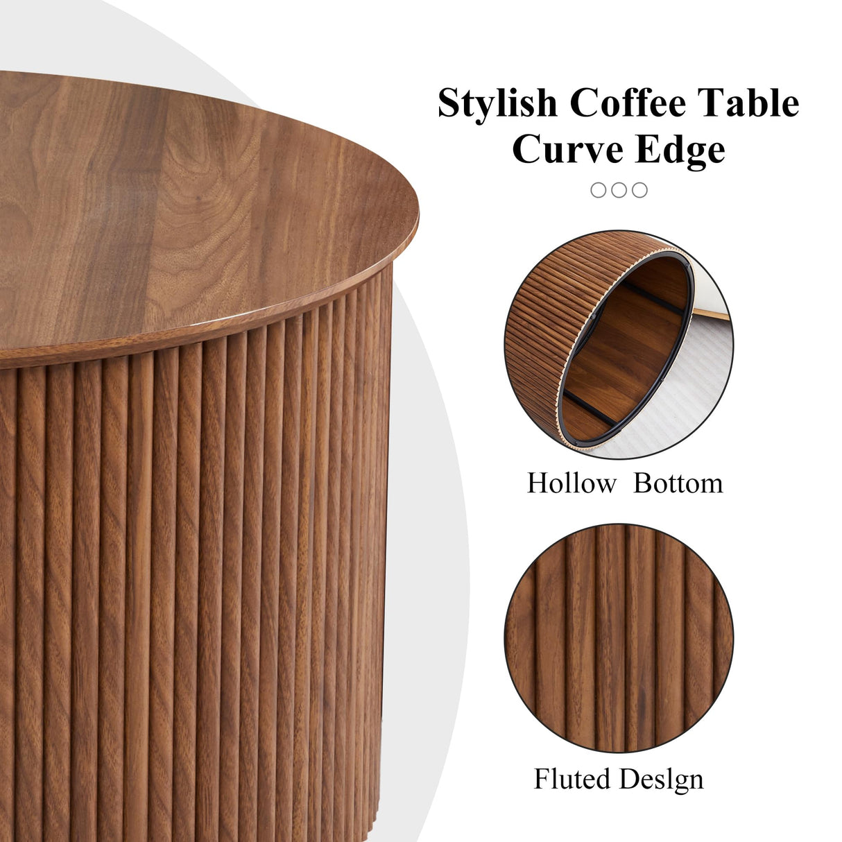 Round Nesting Coffee Table Set of 2, Mid Century Modern Wood Coffee Tables and End Table Set, Circle Side Table Minimalist Center Tables for Living Room, Office(Walnut) AVZEAR
