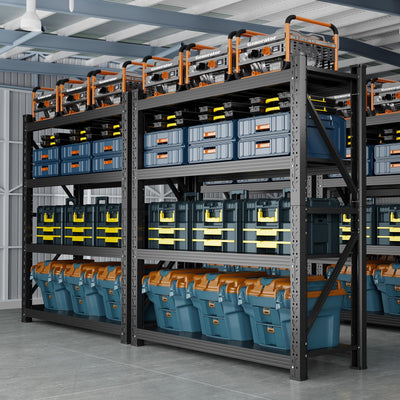 SGFHNV 4800LBS Heavy Duty Shelving Units, 4 Tier Adjustable Metal Utility Shelf, 78.7" H Garage Storage Shelves Organization Rack for Industrial, Warehouse, Basement (Black, 23.6" D×59" W×78.7" H)