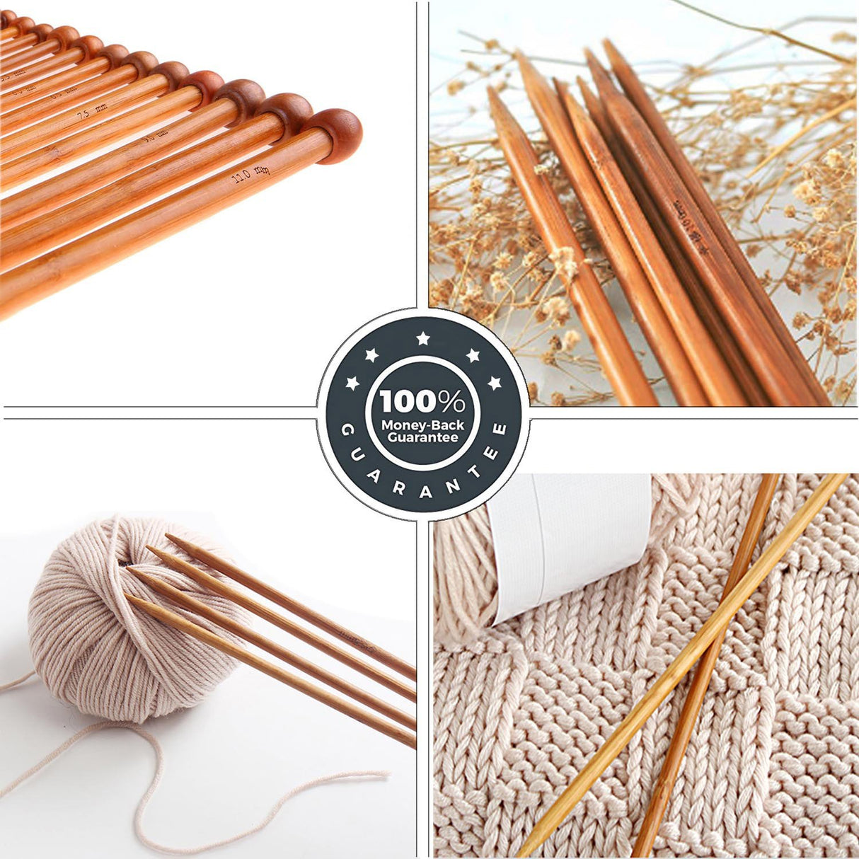 Bamboo Knitting Needles Set Knitting Needle Case Kits for Beginners Wooden Wood Fairycece