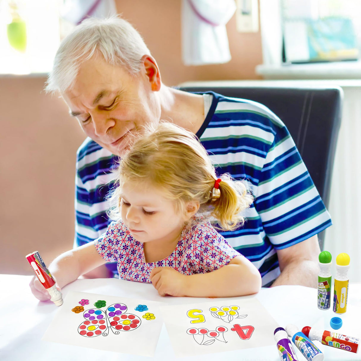 Yuanhe Bingo Daubers Dot Markers - Panit Dotters Dabbers Bulk Mixed Colors Set of 48 Pack-12Colors Yuanhe