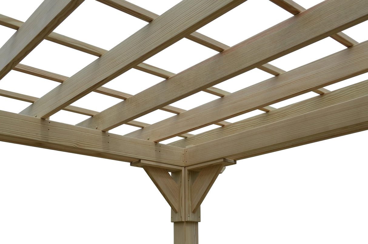 Amish-Made 8' x 8' Mushroom-Stained Wood Pergola Shoofly Amish Furniture