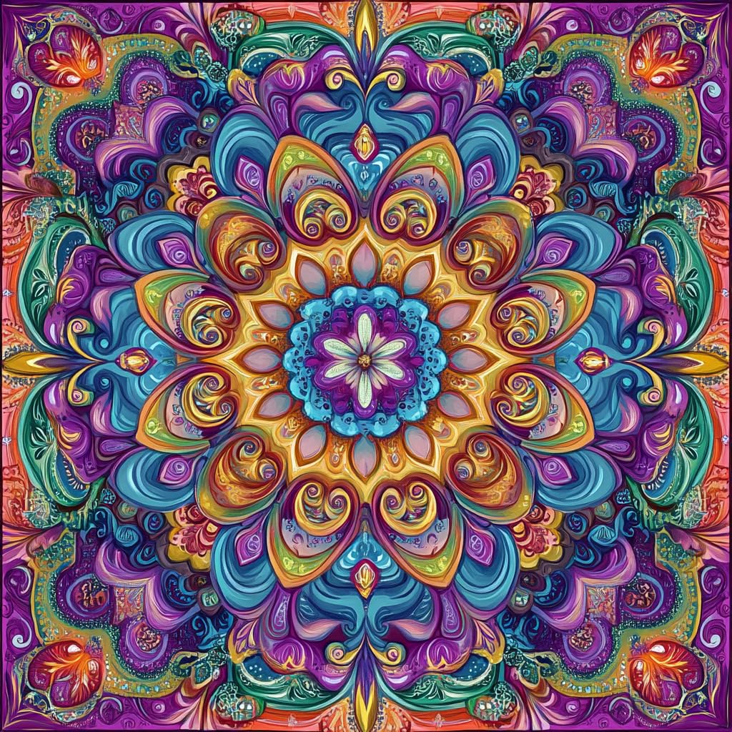 Mandala Diamond Painting Kit Adult DIY 5D Round Full Diamond Art (Suitable for Adult Beginners) for Home Leisure and Wall Decoration 13.8×13.8 Inch DMYYDSZH