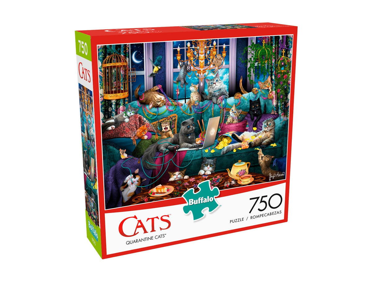 Buffalo Games - Brigid Ashwood - Quarantine Cats - 750 Piece Jigsaw Puzzle For Adults -Challenging Puzzle Perfect for Game Nights - Finished Size is 24.00 x 18.00 Buffalo Games