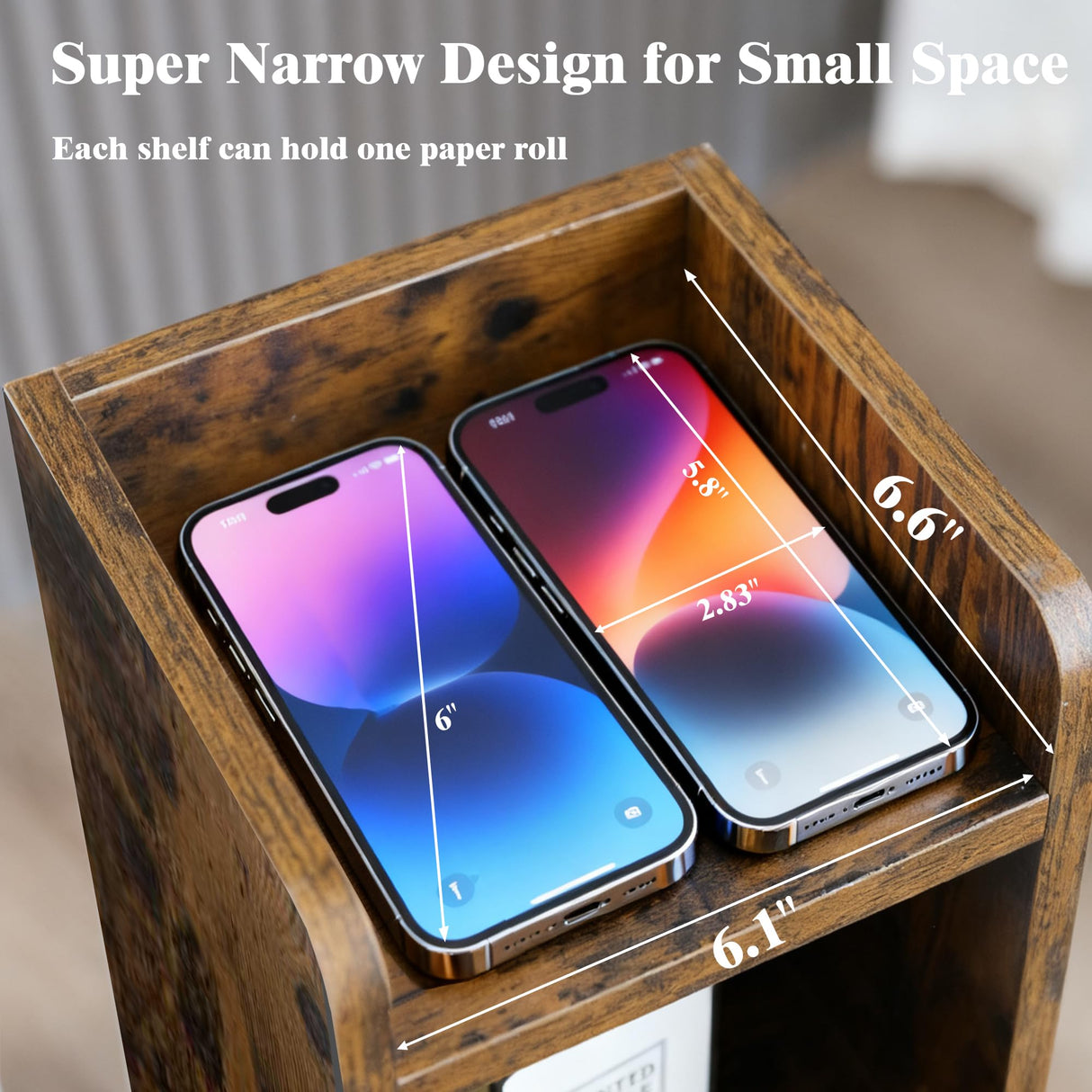 FerniTry Small Bathroom Storage Cabinet, Corner Floor Narrow Toilet Paper Cabinet with Door and Shelves,Bathroom Organizer with Adjustable Shelf, for Small Spaces (Rustic Brown) FerniTry