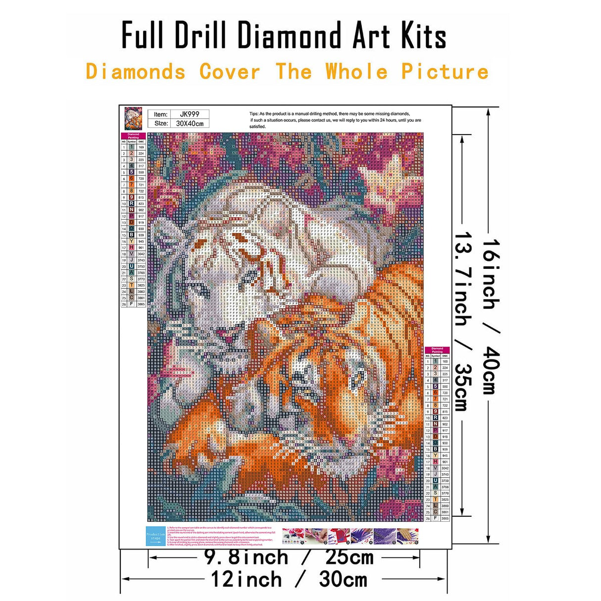 CHWGLFGG 5D Diamond Art Kits for Adults Beginners, Two Tigers Diamond Painting Kits, DIY Full Round Drill Paint by Diamonds Dot Gem Art for Adults, Home Wall Decor 12x 16 Inch CHWGLFGG