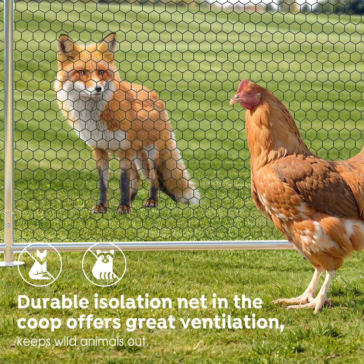 Veehoo Large Metal Chicken Coop for 6-10 Chickens, Walk-in Chicken Run Outdoor Duck Pens Rabbit Cage with Water-Resident and Anti-UV Cover for Outside,Backyard and Farm, 6.5' L x 9.8' W x 6.5' H Veehoo