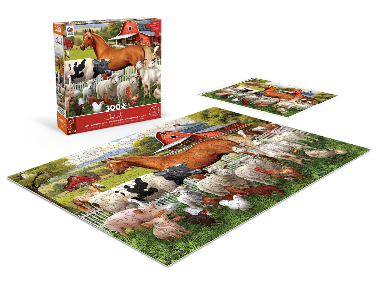 Ceaco - Tom Wood - Farm Animal Friends - 300 Oversized Piece Jigsaw Puzzle Ceaco