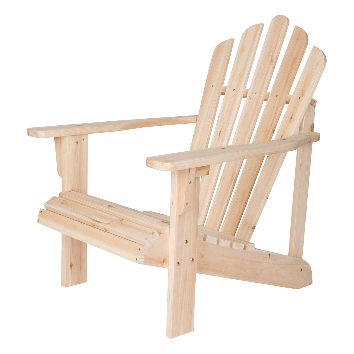 Shine Company Westport Wooden Adirondack Chair, Outdoor Patio Firepit Chairs, Back & Seat Pre-Assembled, Natural Shine Company