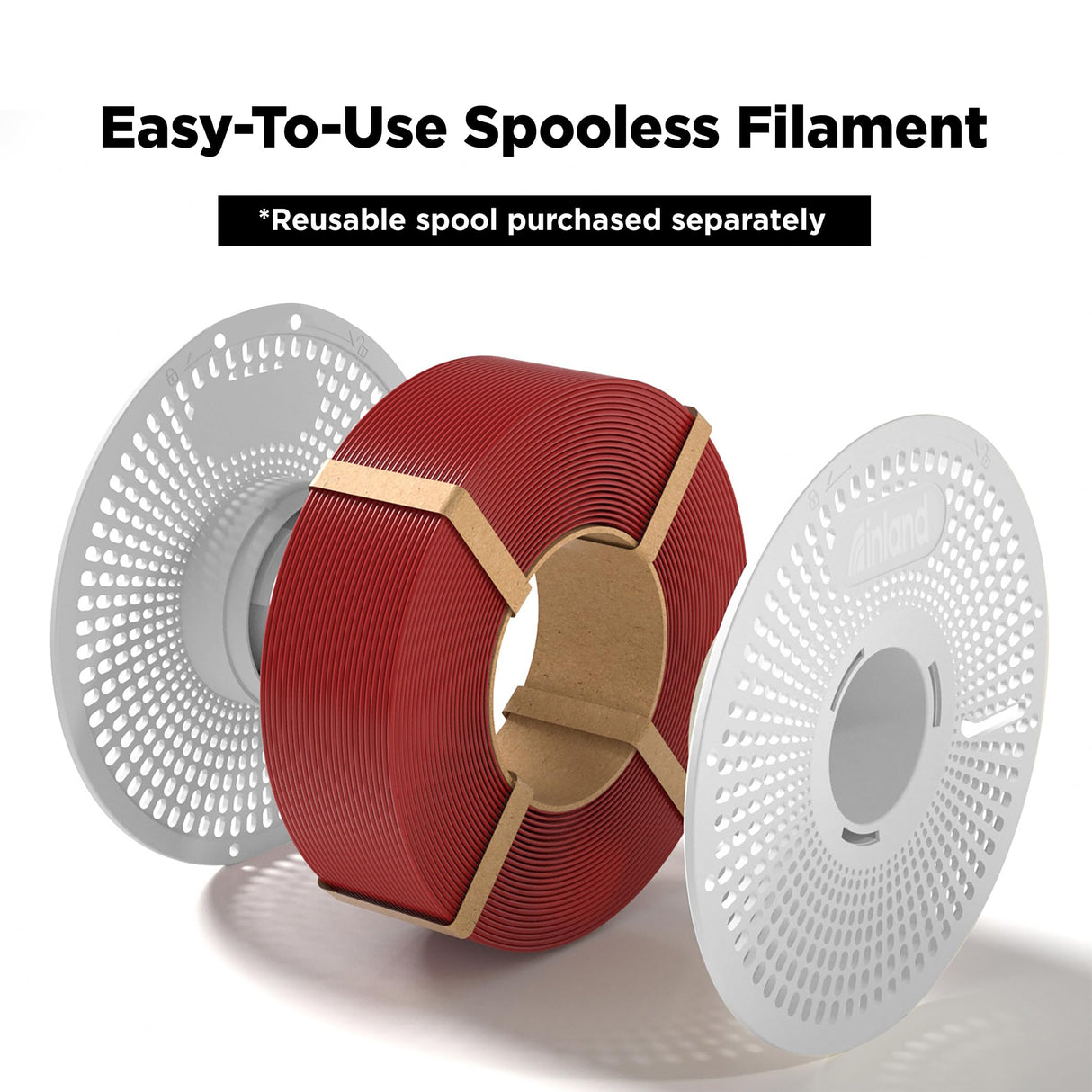 Inland V2 Reusable Filament Spool, 3D Printing Replacement Spool for Inland Spooless Filament, Compatible with Bambu Lab Filament Refill INLAND