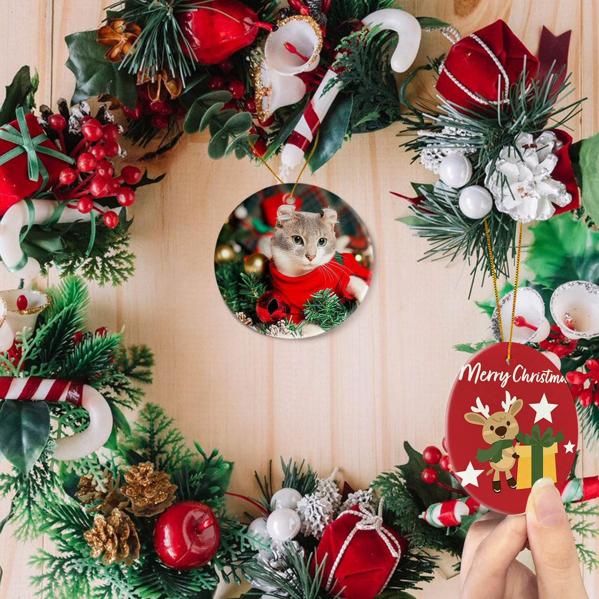 Sublimation Ceramic Ornaments, Round Porcelain Discs, Bulk Blanks for DIY Heat Press, Personalized Xmas Tree Ornament, White (4, Round) WTQR