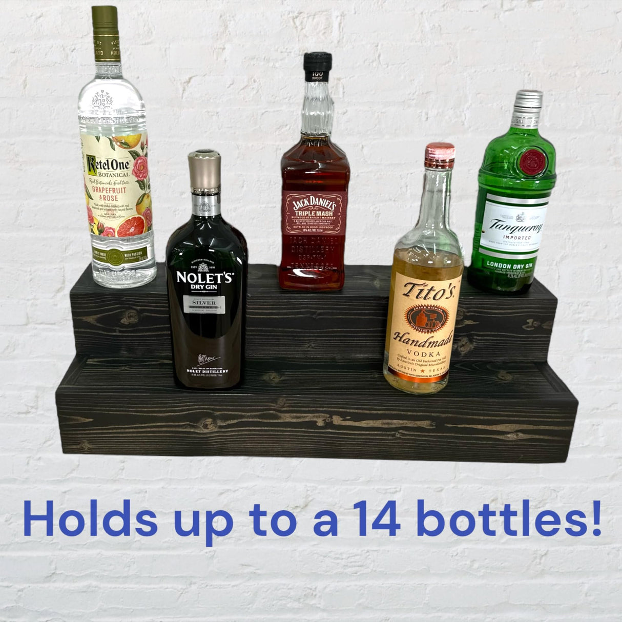 Tiered Bottle Shelf | 2 Tier Liquor Bottle Display | Bar Organization | Display Shelf | Wine Shelf | Bar Display | Kitchen Counter Shelf (24", Black) RBD Home