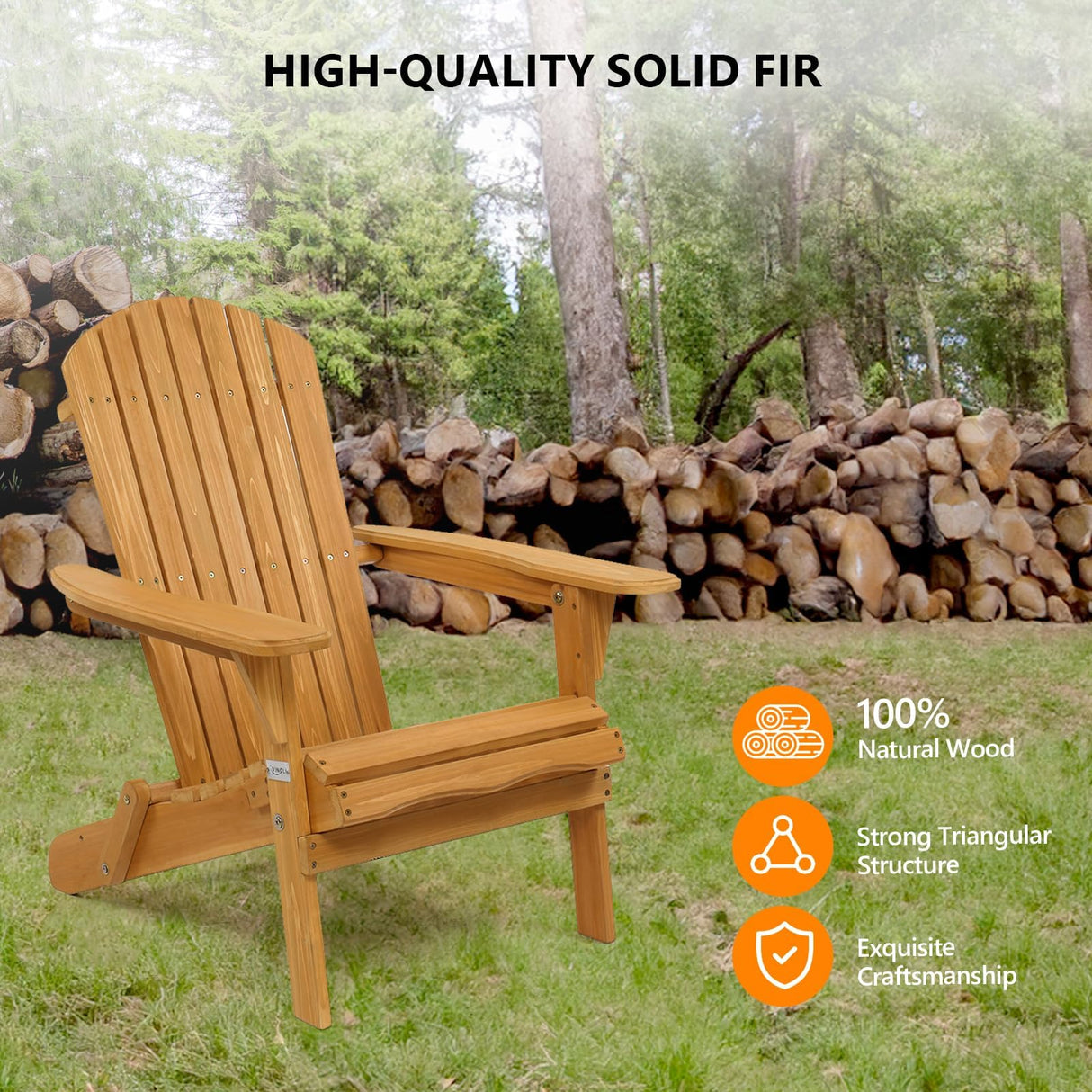 VINGLI Folding Adirondack Chairs Set of 4 Clearance Weather Resistant/Lawn Cheap Fire Pit Highwood Lounge Chairs-Patio Furniture Sets for Campfire, Bonfire VINGLI