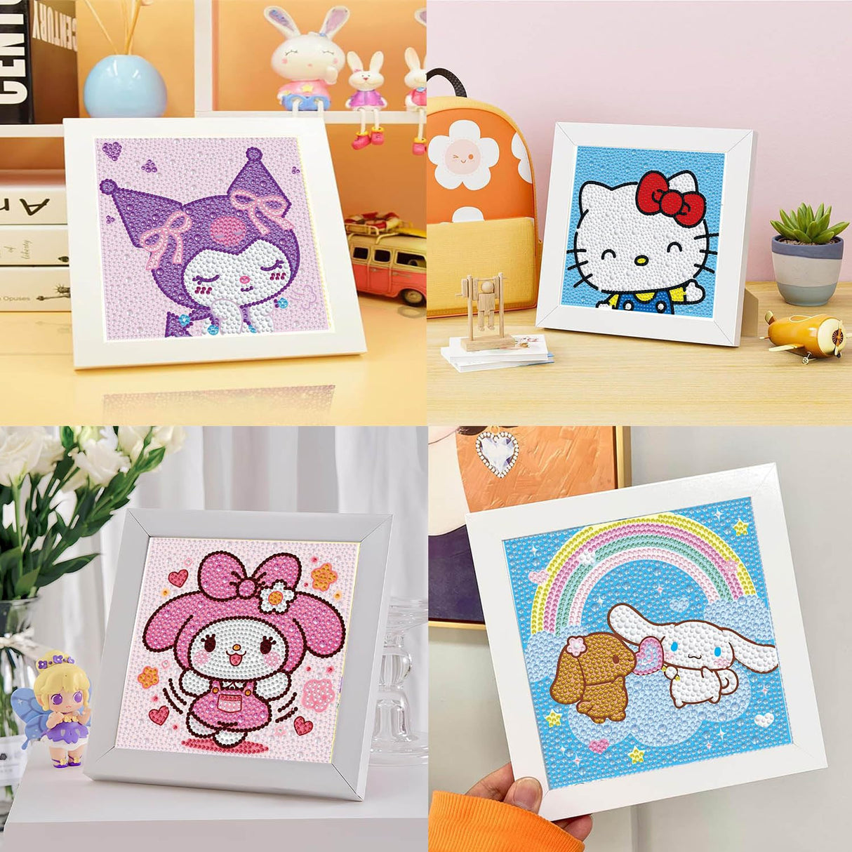 YSUNETER Diamond Painting Kits for Kids Beginner - 4 Pack DIY 5D Full Drill Diamond Art Kits for Children, Cute Animals Round Crystal Rhinestone Gem Art Crafts Home Wall Art Decor 5.9 x 5.9 Inches YSUNETER