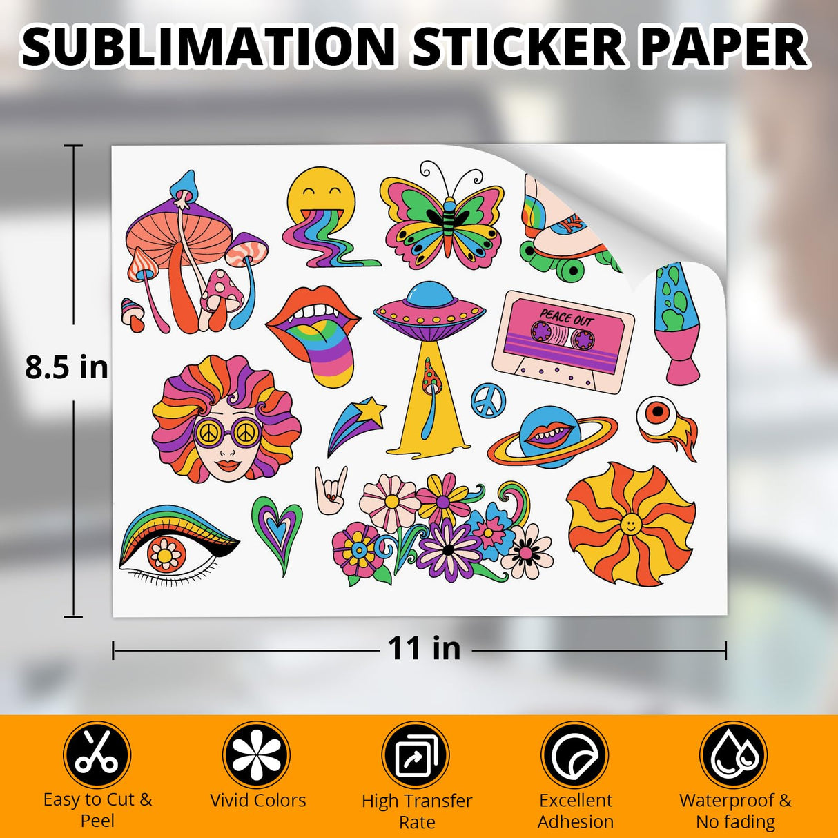 HTVRONT Sublimation Sticker Paper - 50 Pcs Matte Waterproof Sublimation Stickers 8.5 * 11in for Decoration (White) HTVRONT