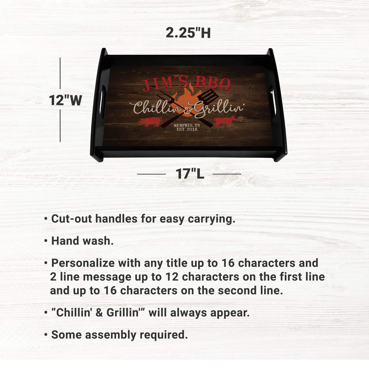 Let’s Make Memories Personalized Serving Tray - Chillin’ & Grillin’ - for Backyard Chefs - Unique Entertaining Essential - Customize Title, Message Let's Make Memories