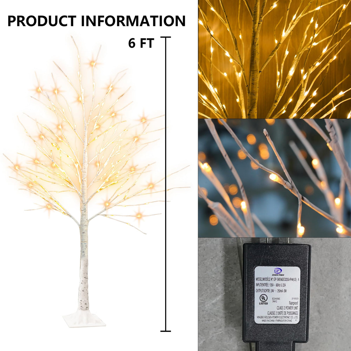 Dazzle Bright Lighted Tree, 6 Ft Birch Tree with Fairy Lights for Decoration Inside Outside, Birch Tree with 144 LED Lights for Christmas Holiday Wedding Home Room Decor, 2 Pack Dazzle Bright