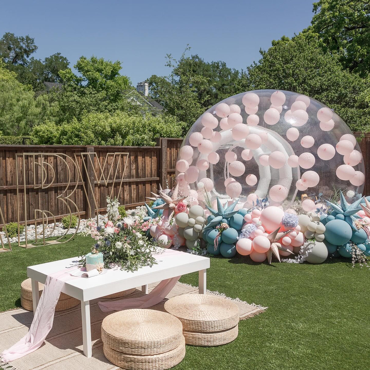 GZYSINFLA Inflatable Bubble Tent House Outdoor Transparent Commercial Grade Tarpaulin PVC Tent Bubble Clear House with Blower Clear Dome Balloon Garden Tent, 10FT Diameter Bubble, 6FT Tunnel GZYSINFLA