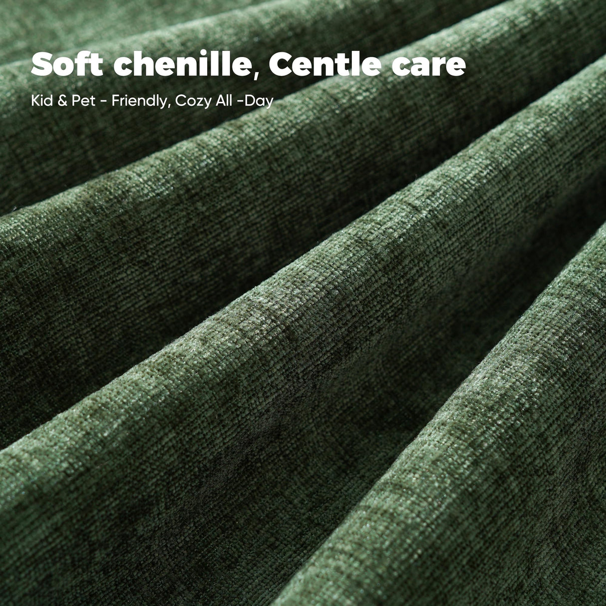 ABCASA Oversized Loveseat Sofa, Modern Modular Sectional Couch Green Fluffy Chenille Mid Century 2-Seat 24.5" Deep Seat for Apartment, Living Room, Bedroom ABCASA