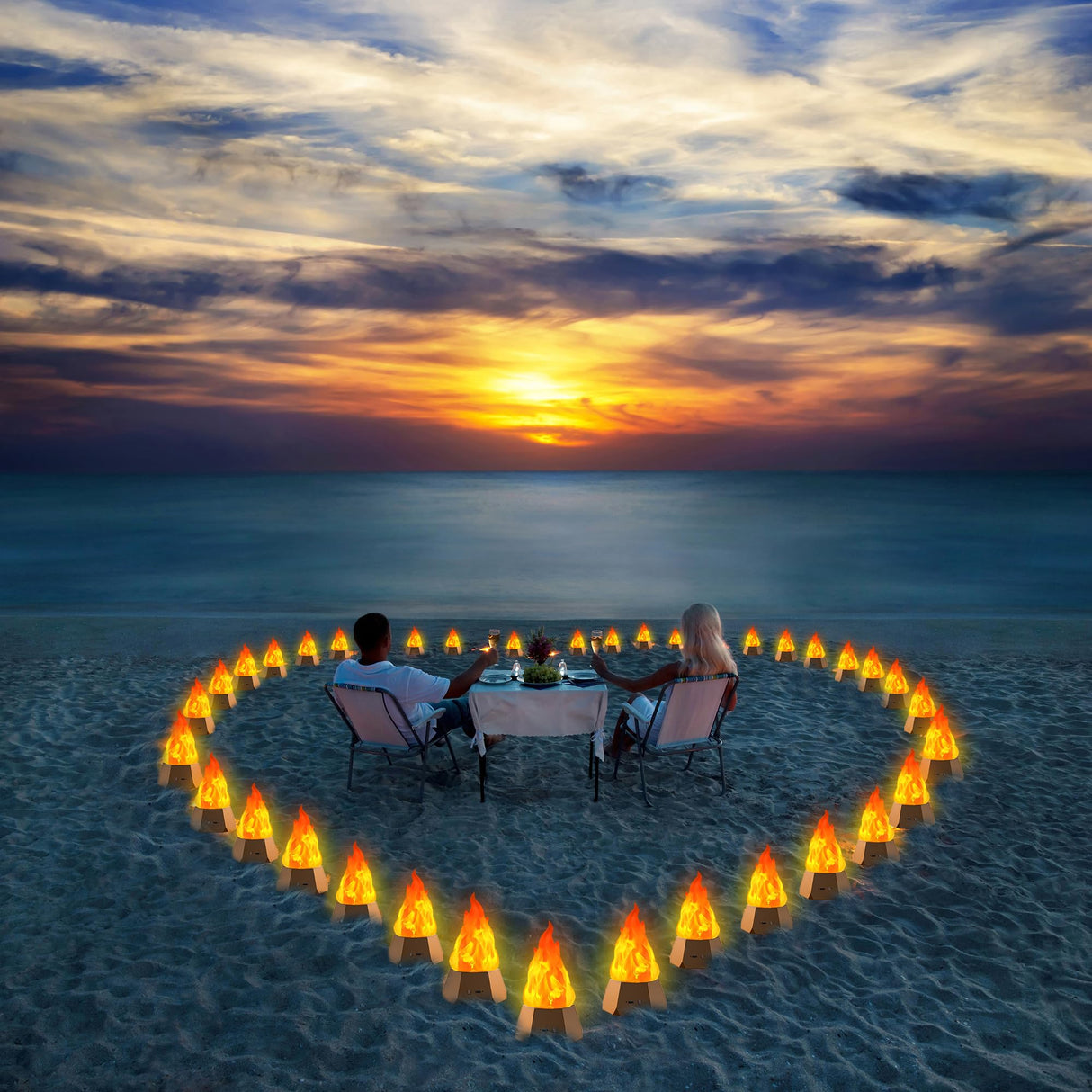 Ollcuz Fake Fire Lamp, USB Rechargeable Flameless Candles with Flickering Flame, 3-Mode LED Flame Light for Outdoor Camping Holiday Halloween Christmas Thanksgiving Table Yard Decorations Ollcuz