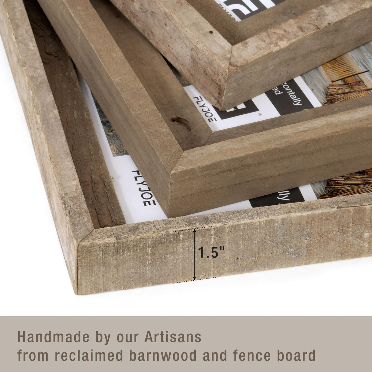 Rustic 16x20 Picture Frame, Reclaimed Barnwood Frame with Tempered Glass, Distressed Gallery Frame Set, Mounting or Table Display for Photos Posters FLYJOE