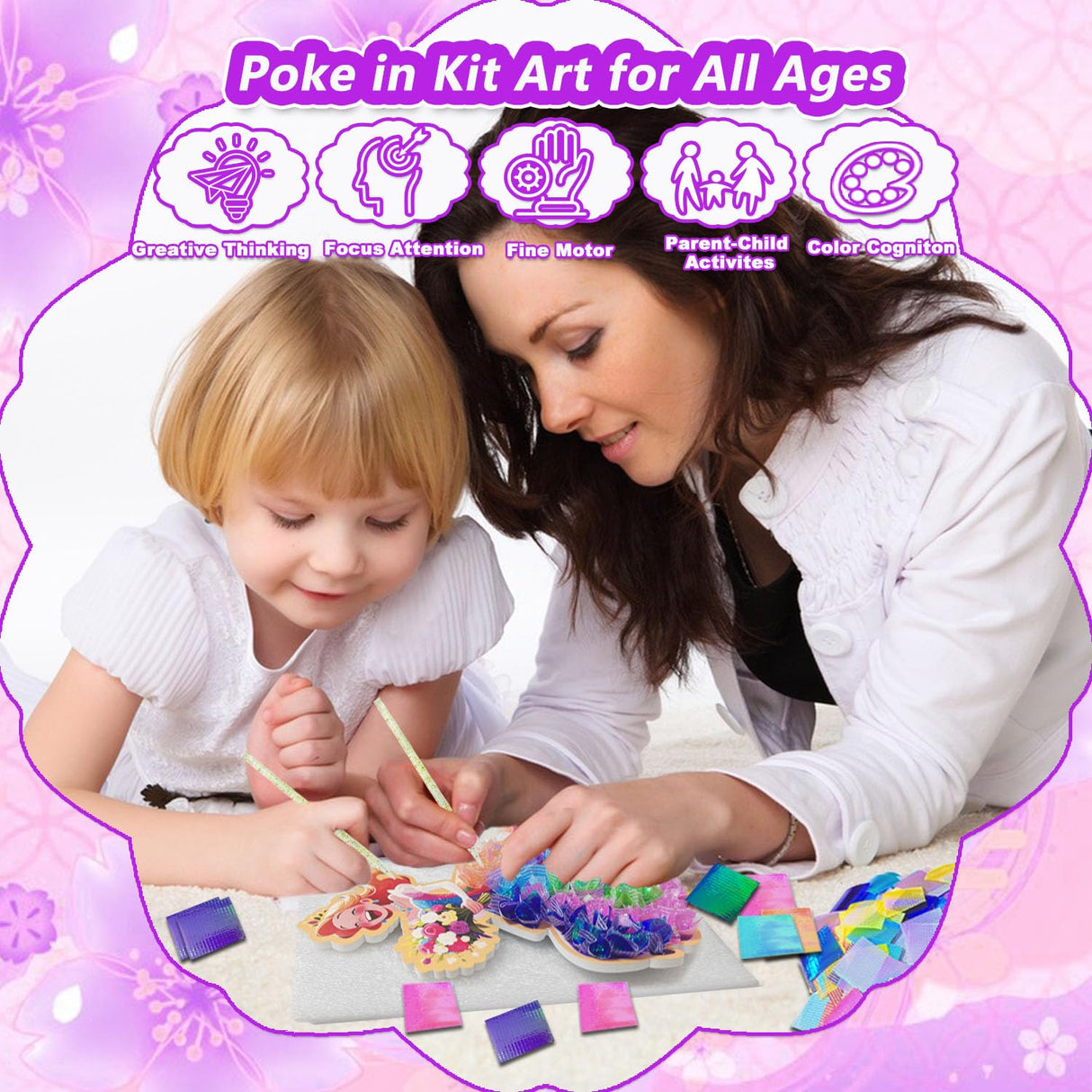 JRD&BS WINL DIY Princesses-Poke in Fun Art Kit for Kids Great Creative Activity for Kid Age 3 up Mess Free Art Set for 4-12 Year Old Craft Kit for Children Gifts for Girls&Boys (Princesses) JRD&BS WINL