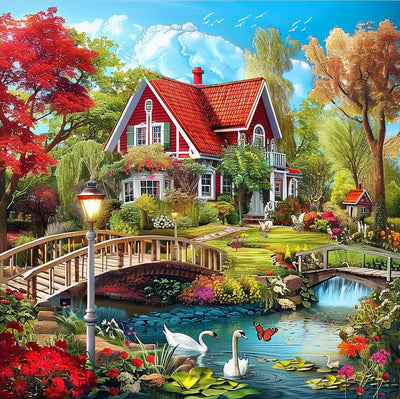 ARPADAMO Diamond Art Kits for Adults,5D countryside Diamond Painting DIY landscape Diamond Art Diamond Painting Kit for Adult,Round Full Drill Diamonds, Diamond Art Kits for Home Decor-13.78x13.78inch