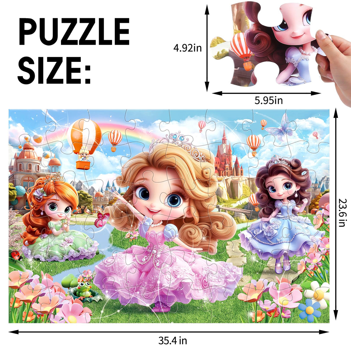 Jumbo Floor Puzzle for Kids,48 Piece Princess Large Jigsaw Puzzles,Puzzle for Toddler Ages 3-5,Preschool Educational Intellectual Development Toy Gift for Boys & Girls Ages 4-8 IFLOVE