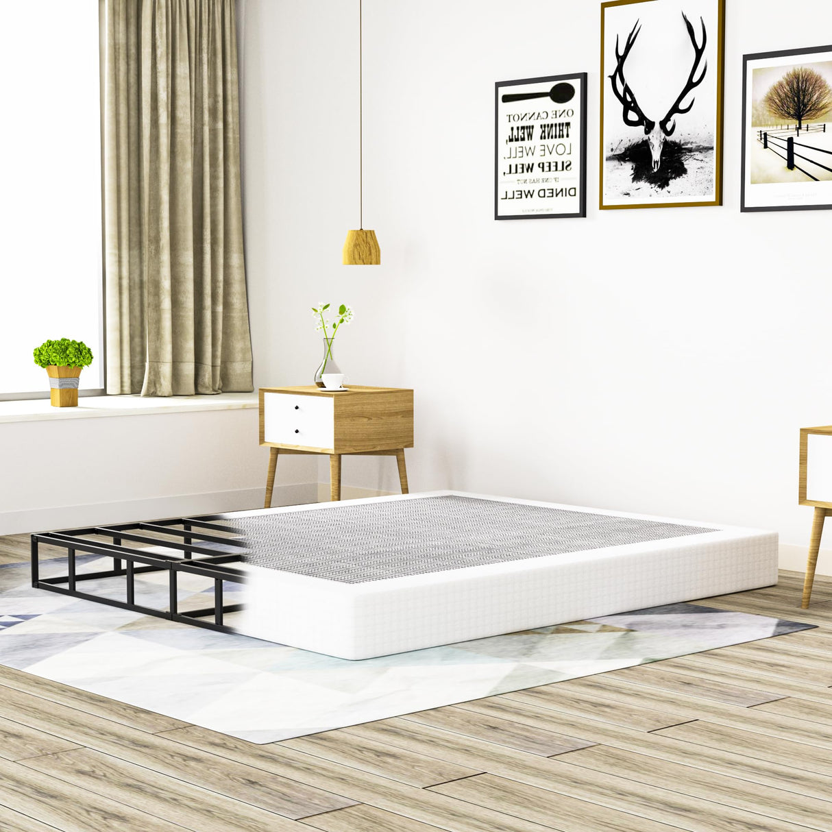 Vaciwe 8 Inch King Size Box Spring, Heavy Duty Metal Mattress Foundation with Easy Clean Fabric Cover, Noise Free,Easy Assembly. Vaciwe