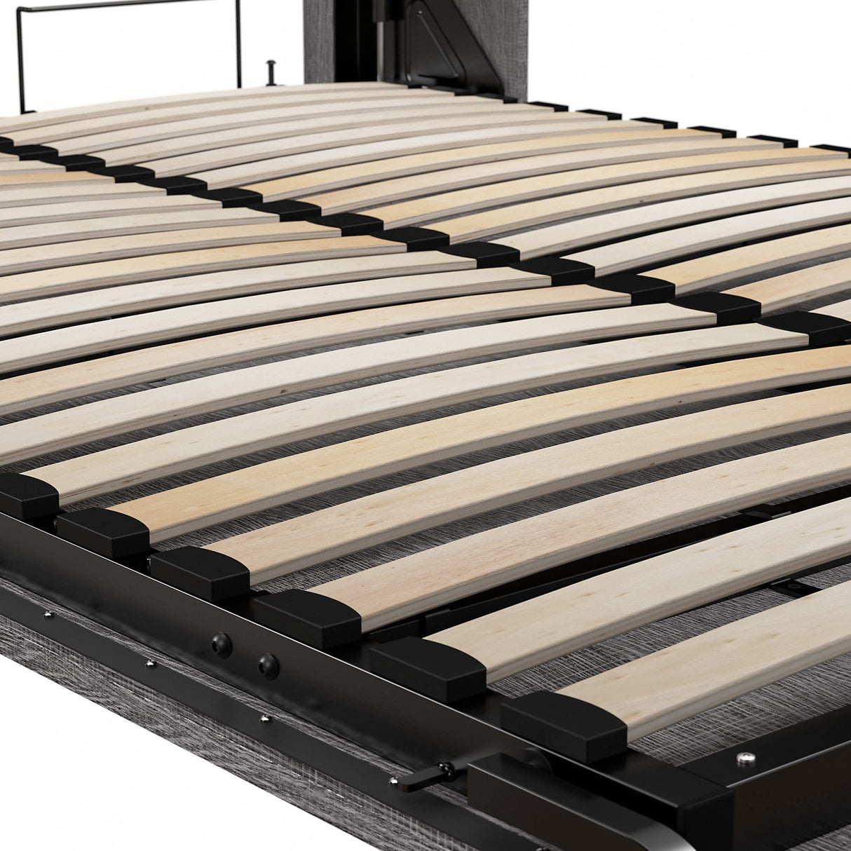 Bestar Pur Queen Murphy Bed and 2 Shelving Units with Drawers, 115-inch Space-Saving Sleeping Arrangement in Bark Grey Bestar