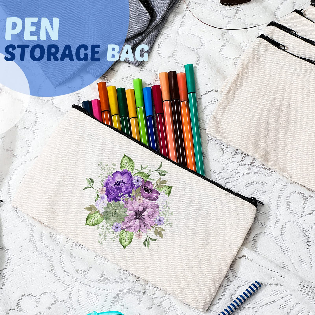 99 Pack Blank Canvas Bag Bulk DIY Craft Canvas Zipper Pouch Sublimation Blanks Canvas Makeup Bag Canvas Pouch Pencil Bag Cosmetic Travel Toiletry Storage Zipper Bag 8.3 x 5 Inch(Gray, Black, White) Colarr