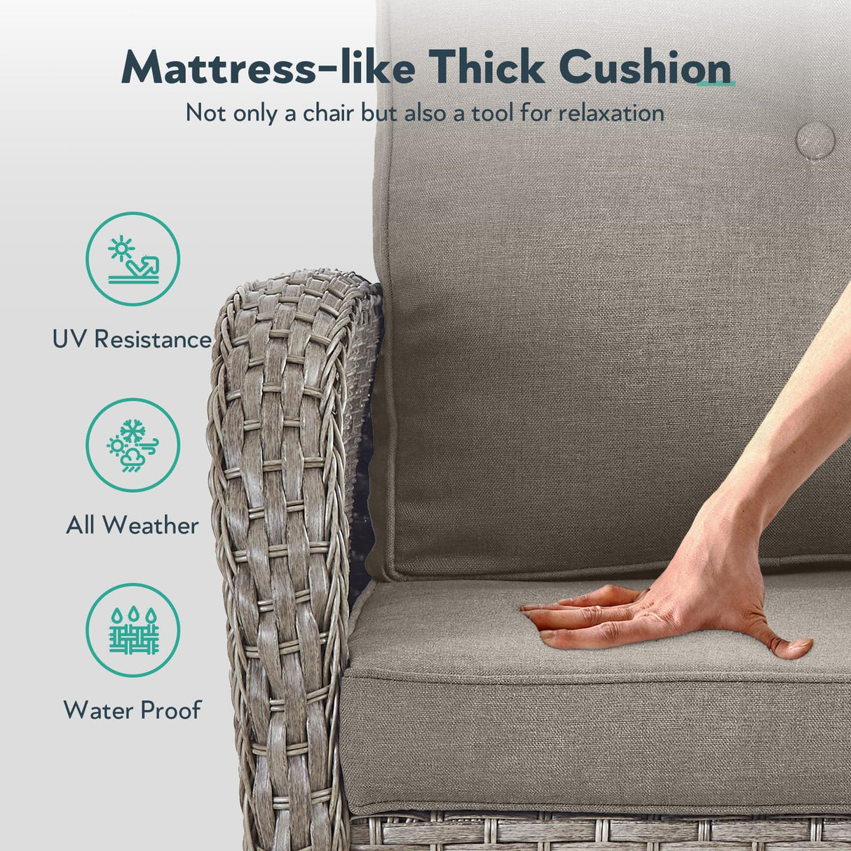 Artfurniz Outdoor Swivel Glider Rocker Chairs Set of 4 - Wicker Patio Furniture Set All Weather Patio Conversatio Sets with 2 Tempered Glass Side Table for Deck Backyard - Grey Wicker Grey Cushion Artfurniz