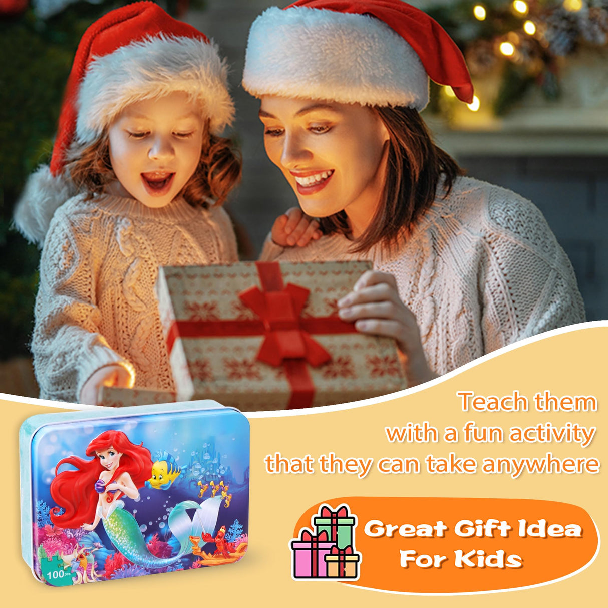 LELEMON Pretty Puzzles for Kids Ages 4-8,100 Piece Puzzles for Kids,Educational Kids Puzzles Jigsaw Puzzles in a Metal Box,Childrens Puzzles 100 Piece Puzzle Games Puzzle Toys for Girls and Boys LELEMON