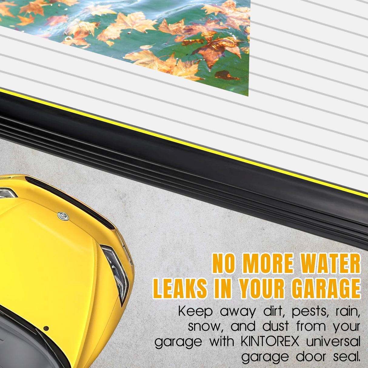 KINTOREX 16 Feet Garage Door Seals Bottom Rubber Threshold & Weather Strip with 2 Glue Bottles & Caulking Gun - Garage Floors DIY Weather Stripping Replacement Kintorex