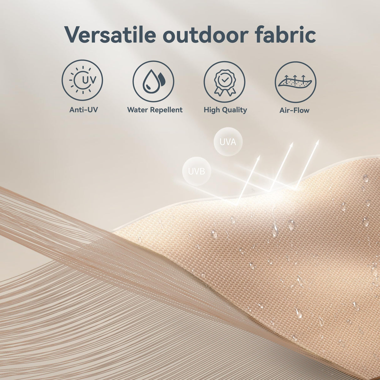 PHI VILLA 15ft Large Patio Umbrella with Base & Solar Lights, Double-Sided Outdoor Rectangle Umbrellas with 36 LED Lights, Umbrella for Outside with Stand, Beige PHI VILLA