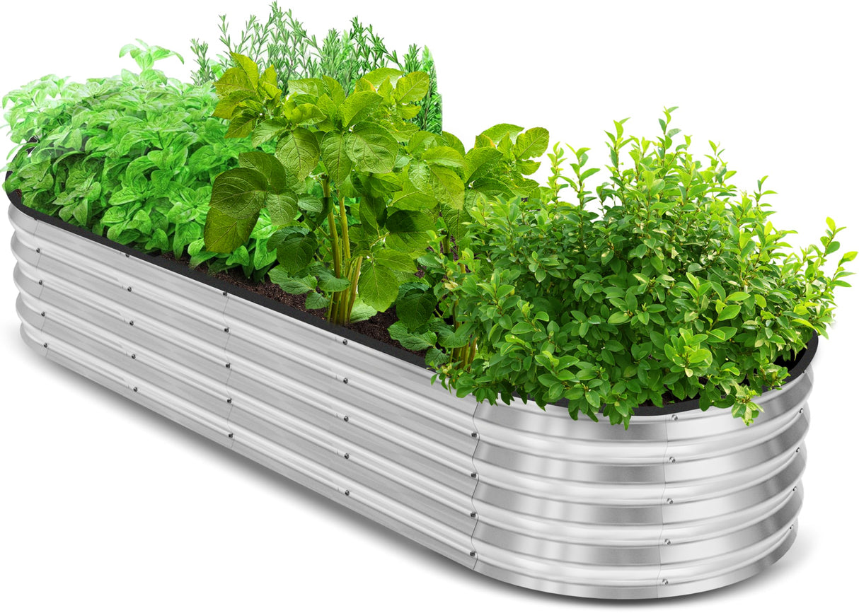 Utopia Home Galvanized Raised Garden Bed, 6 by 2 by 1 feet Lightweight Planter Boxes Outdoor with Easy Assembly, Large Garden Bed for Vegetables, Fruits, Flowers, Silver Utopia Home