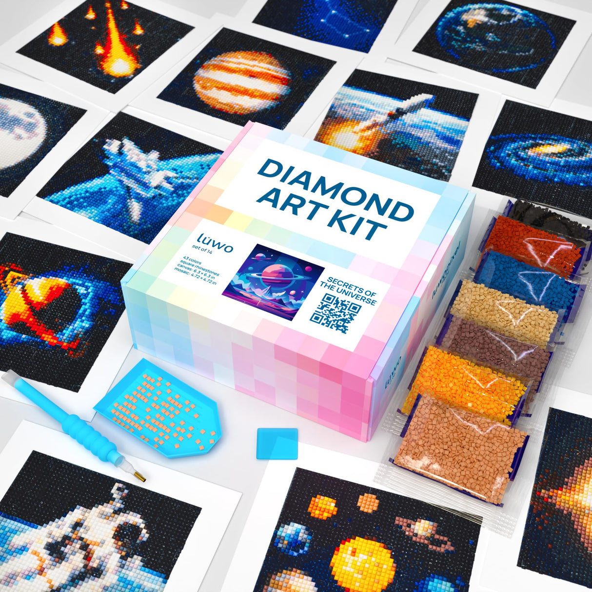 LuwoArte 14 Pack Diamond Painting Kits for Adults – Art of the Universe & Outer Space Style– Full Drill DIY Paint Gem Art for Adults – Brilliant 5D Diamond Painting Kit – Relaxing Craft for Wall Décor LuwoArte