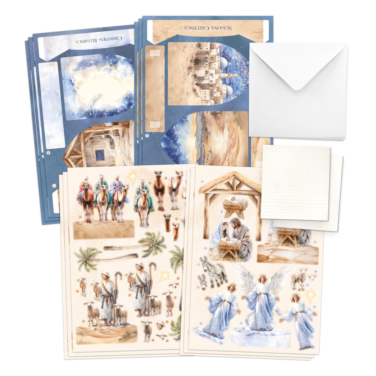 Katy Sue Nativity Scenes Pop Up Christmas Card Making Kit for Adults. Makes 12 Cards & Contains Nativity 3D Die-Cut Decoupage, Supports, Envelopes, Instructions & Foam Pads for Christmas Card Making Katy Sue