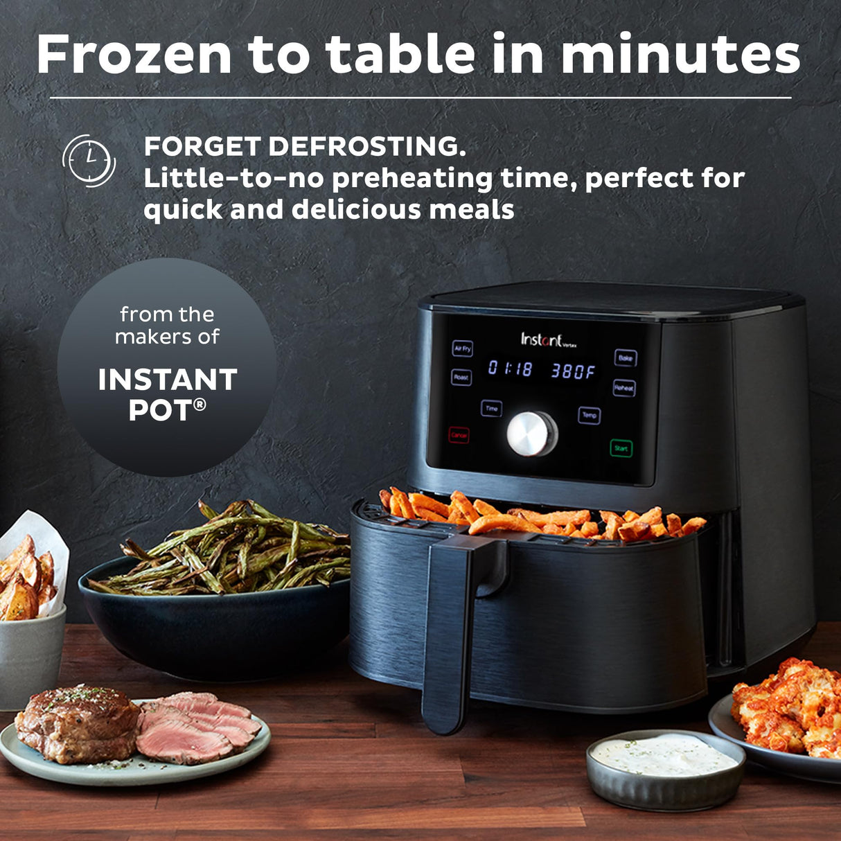 Instant Pot Vortex 6QT XL Air Fryer, 4-in-1 Functions that Crisps, Roasts, Reheats, Bakes for Quick Easy Meals, 100+ In-App Recipes, is Dishwasher-Safe, from the Makers of Instant Pot, Black Instant Pot