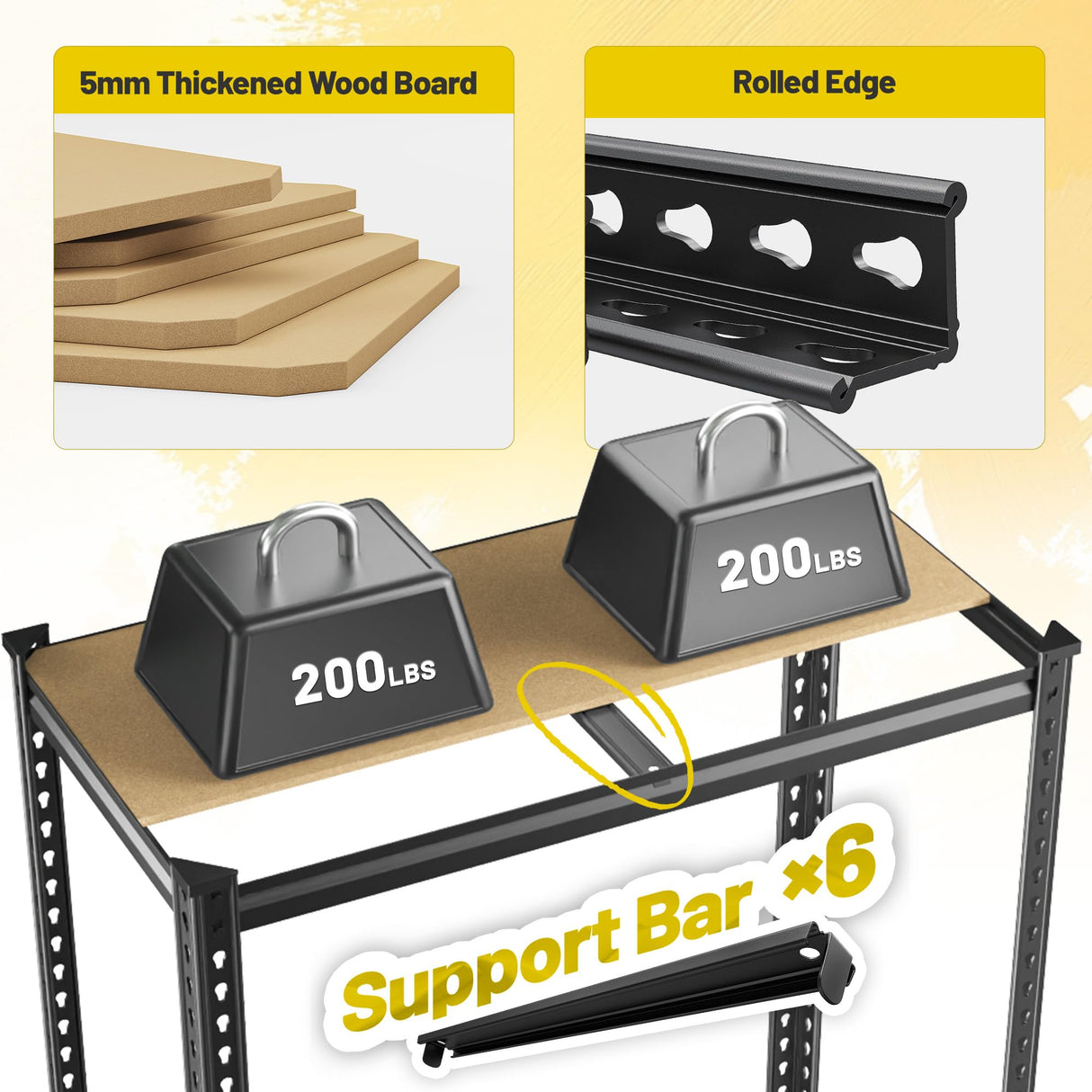 DurayLoly 78" H Metal Shelving 6 Tier Garage Shelving Adjustable 2400LBS Storage Shelves Heavy Duty Pantry Shelves for Kitchen Closet Basement Warehouse DurayLoly