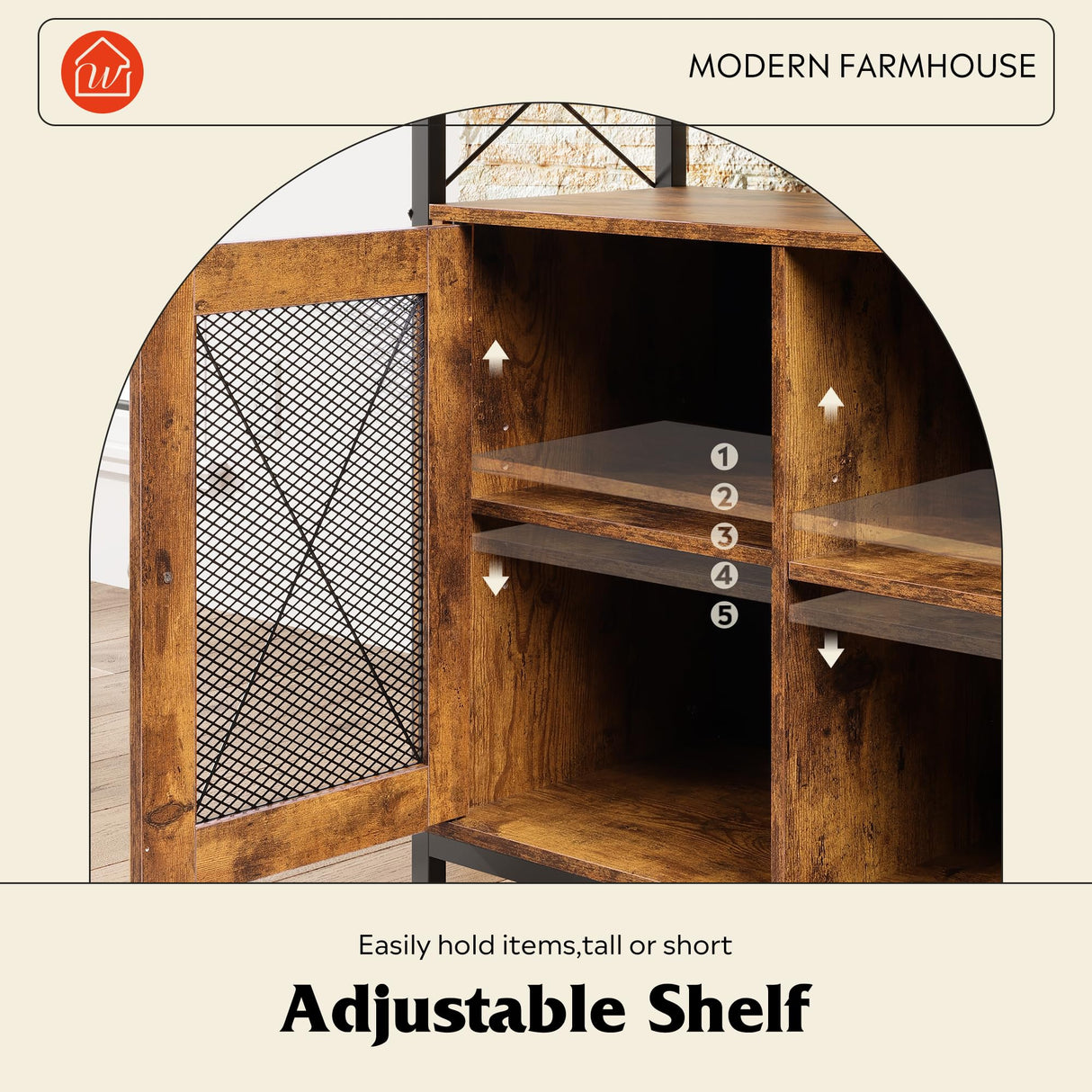 WLIVE TV Stand 55 inch TV,Tall Entertainment Center with Storage, Farmhouse Industrial TV Console for Bedroom Living Room, Rustic Brown WLIVE