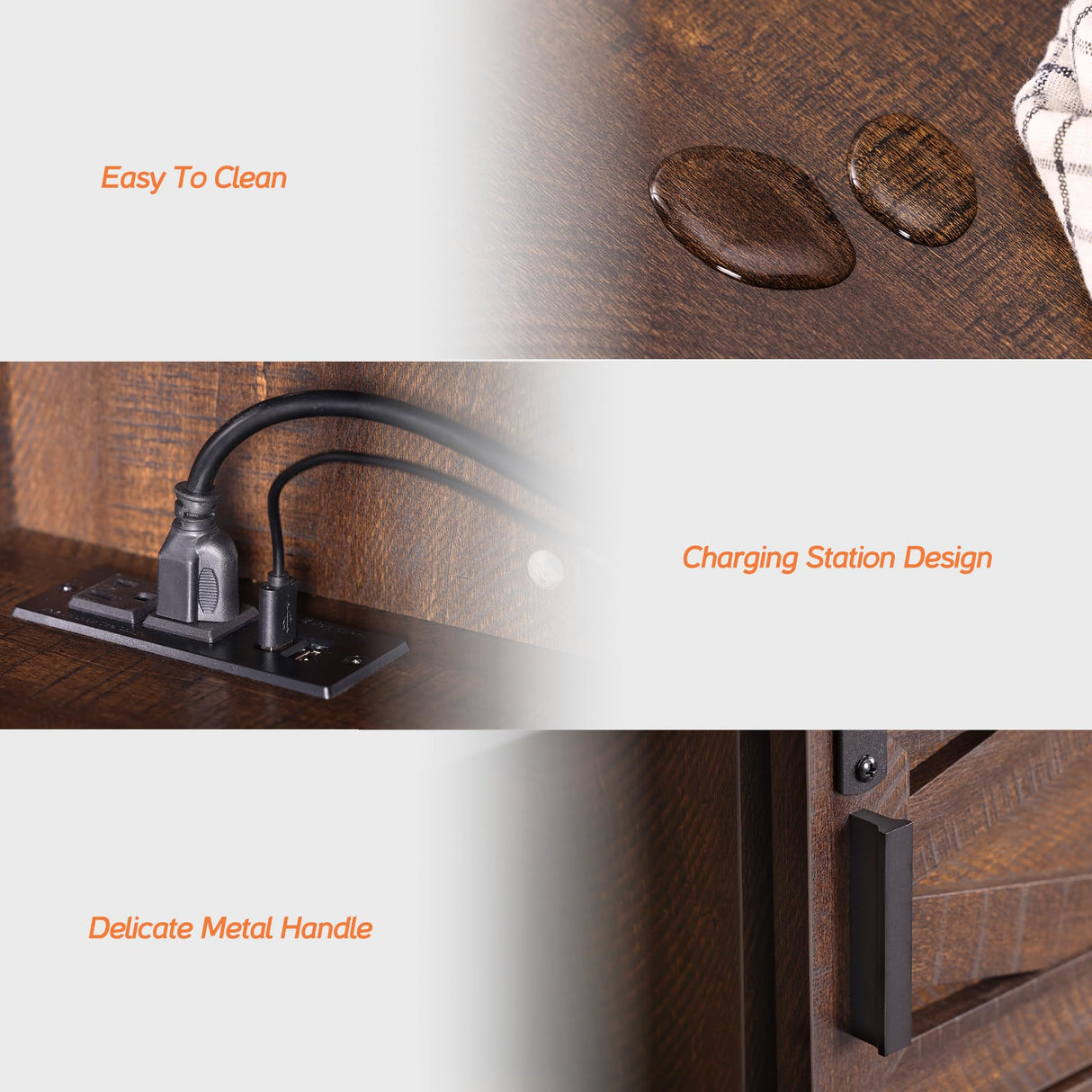 WAMPAT Floating TV Stand for TVs up to 80 Inch, Wood Floating Entertainment Center with Sliding Barn Door, Floating TV Shelf for Living Room, Bedroom, Rustic Brown WAMPAT