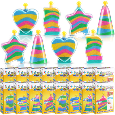 Deekin 12 Sets Sand Art Kits for Kids Create Your Own Clear Sand Art Bottles with Funnels and Sticks, DIY Colored Bottles Crafts for Boys Girls
