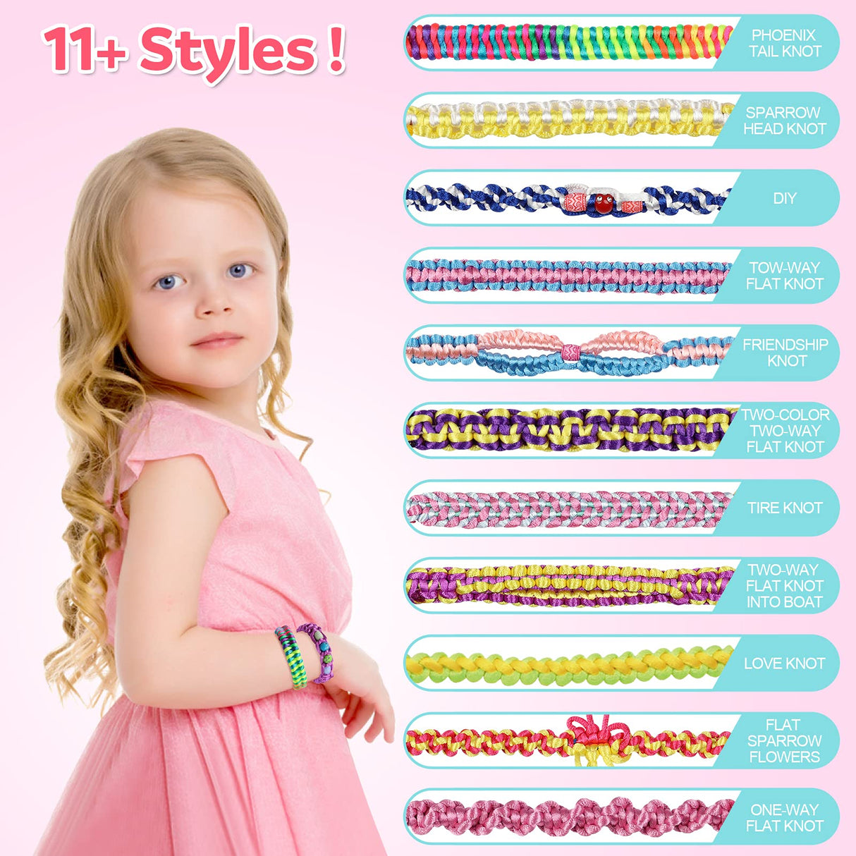 DDAI Arts and Crafts for Kids Age 8-12 Friendship Bracelet Making Kit for Girls - Best Birthday Gifts Ideas for Girl 7 9 10 11 Year Old - Popular Bracelets String Maker Toys Set DDAI