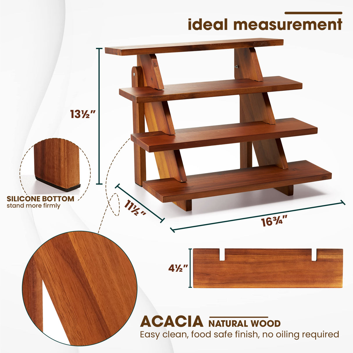 Tidita Acacia Wood Cupcake Display Stand - 4 Tiered Riser for Vendors Organizer - Wooden Cupcake Cookie Stands for Dessert Decorative Tables - Appetizer Serving Shelves Farmhouse at Party Wedding Tidita