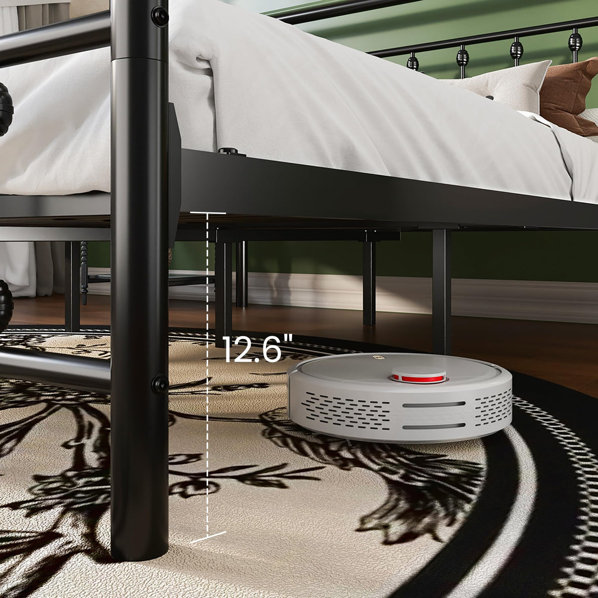 SHA CERLIN Twin Size Metal Platform Bed Frame with Victorian Style Iron-Art Headboard and Footboard, Easy Assembly, Under Bed Storage, No Box Spring Required, Black SHA CERLIN