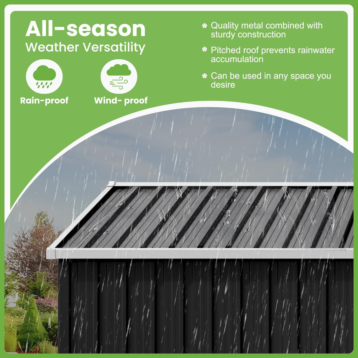 Besteagle 8x8 FT Outdoor Storage Shed, Utility Metal Tool Storage with Lockable Doors and Updated Frame Structure, Large Metal Garden Shed for Backyard, Patio Lawn, Black Besteagle